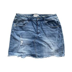 Altard State Jean Denim Mini Skirt Womens M Frayed Distressed